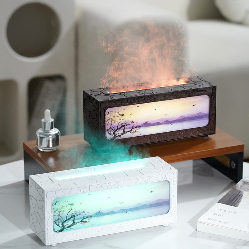 FlameMist™ LED Aromatherapy Diffuser – Relaxing Flame Humidifier