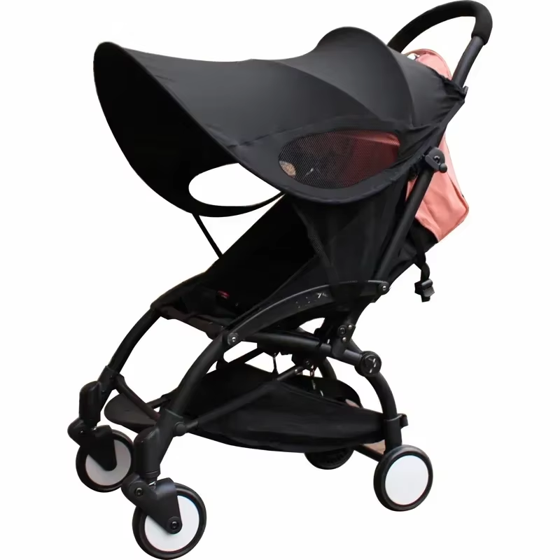 Universal Stroller Sun Shade Canopy - Windproof Umbrella and Sunscreen Cover for Baby Accessories in Black