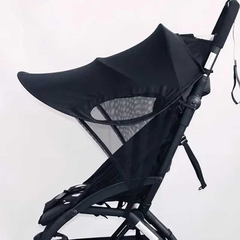 Universal Stroller Sun Shade Canopy - Windproof Umbrella and Sunscreen Cover for Baby Accessories in Black